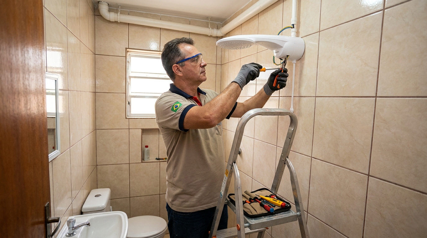 Substituição de Chuveiro Antigo em Santos‑SP